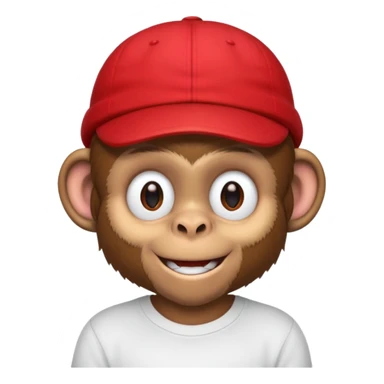 Macaco de camisa branca e boné vermelho sticker