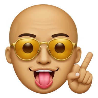 Fassa um emoji simples aquele da carinha amarelo de óculos escuro dando uma língua bem ofensiva e mostrando o dedo do meio da mesma forma.o óculos tem que ser escuro total sticker