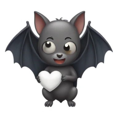 bat holding white heart sticker