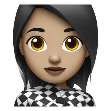 Girl with white skin, black checks,black hair,black ryes sticker
