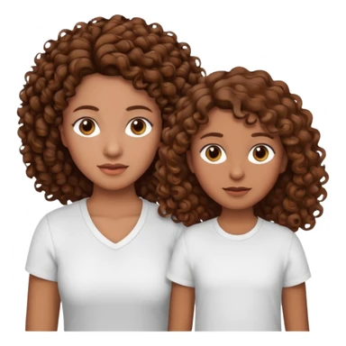 single mom with twin girls; all brown hair, mother and one daughter have curly hair sticker