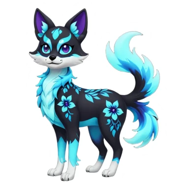 Multicolored gloomy glowing bioluminescent dark edgy gothic spooky cool badass pretty cool elegant realistic floral exotic Falvie-Fionbri-fursona, full body sticker