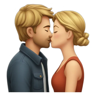 german couple kissing lips to lips sticker