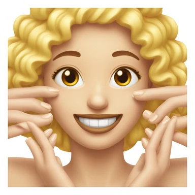 pleased face with clasped acrylic nails sticker