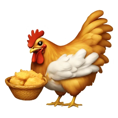 a chicken eating fryed chicken sticker