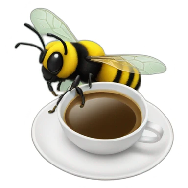 a bumble bee on a desk with coffee sticker