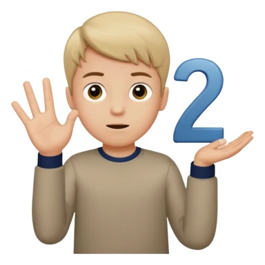 A boy shrugging with the number 6 over one hand and the number 7 over the other  sticker