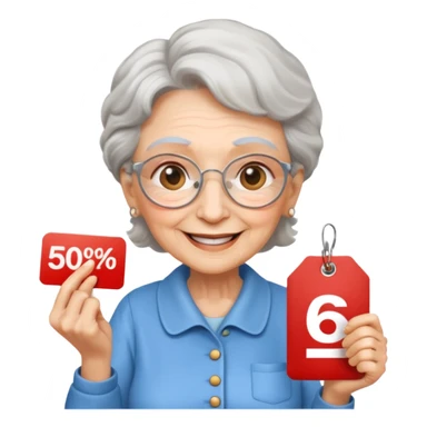 Grandma comparing discounts















 sticker