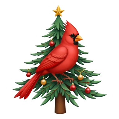Cardinal bird Christmas tree sticker