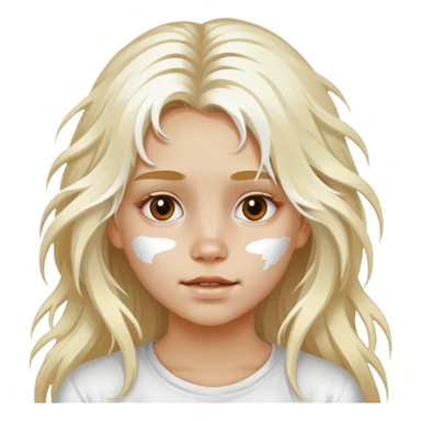 Girl with white paint on face with long blond messy air sticker