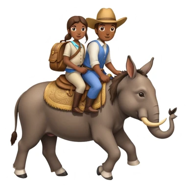 donkey riding elephant sticker