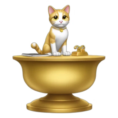 cat secretary sitting on top of the gold cloud sticker