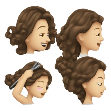 Brunette girl blow drying hair sticker