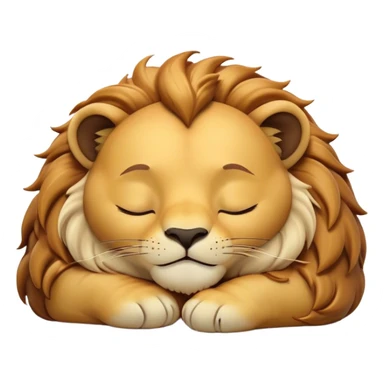Meme-Worthy Cute Sleeping Lion Portrait Emoji, Head resting peacefully with a contented smile, showcasing a robust build and a luxuriously soft tawny Fur with a flowing mane, eyes shut in a serene, restful nap, Simplified yet hilariously adorable features, highly detailed, glowing with a soft, drowsy light, high shine, relaxed and utterly lovable, stylized with an air of playful laziness, bright and heartwarming, soft glowing outline, capturing the essence of a comically sleepy lion, so meme-worthy it feels like it could instantly become the next viral sensation of adorable slumber! sticker