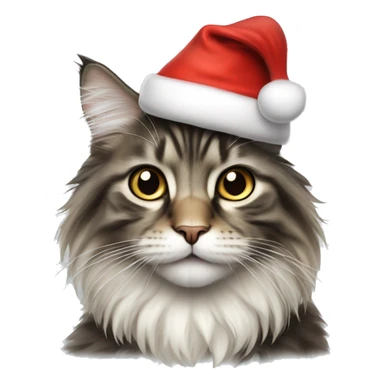 adorable norwegian forest cat wearing a santa hat sticker