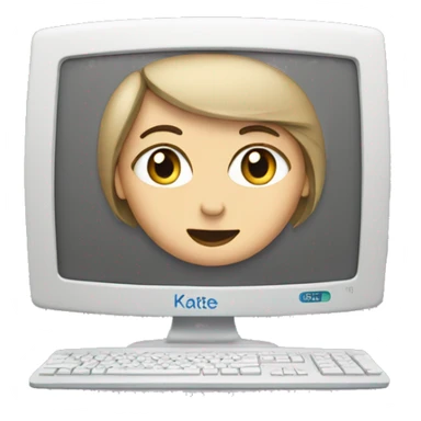 Computer that has a text that is "Kate" sticker