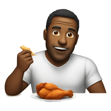man eating fried chicken sticker