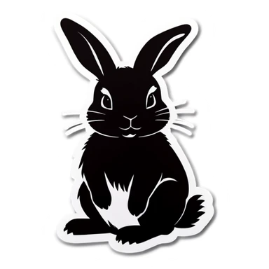 Black rabbit with white rabbit  sticker