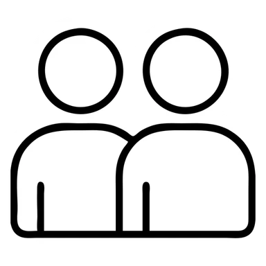 pair of people, casual pose, approachable look, minimalistic black outlined icon sticker