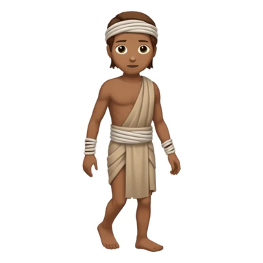 fullbody Lazarus, Jesus's friend, with brown hair, wrapped in burial bands, normal emoji style, walking sticker