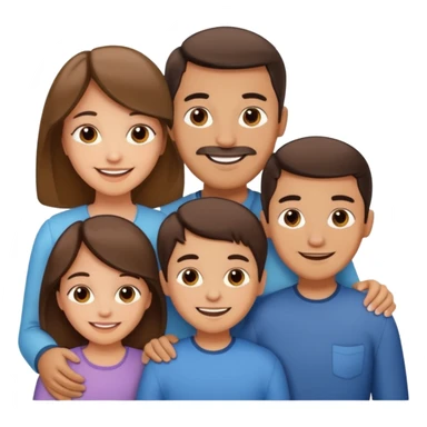 Happy family of 5: mom, dad, sisters and brother sticker