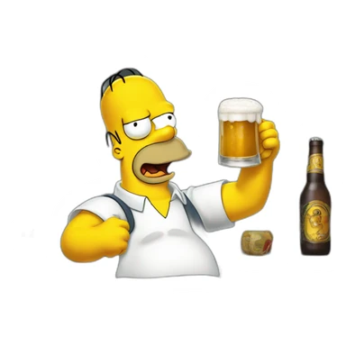 Homer Simpson drink a beer sticker