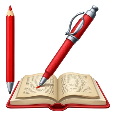 caneta vermelha, livro vermelho sticker