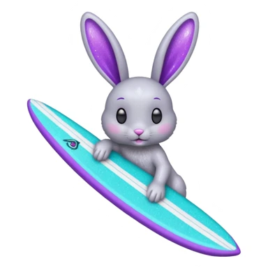 glitter gray bunny purple cian surf sticker