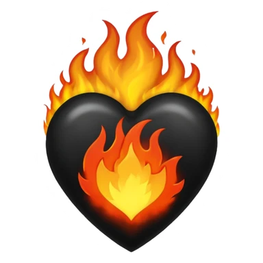Black heart + fire sticker