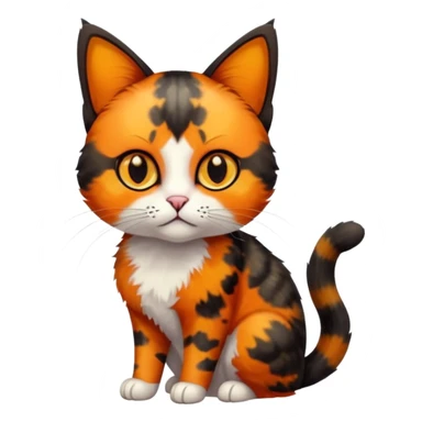 small tortoiseshell cat. no white fur. amber eyes. full body.  sticker