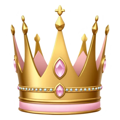 A luxurious golden crown with light pink accents and elegant details, featuring a prominent empty space  sticker