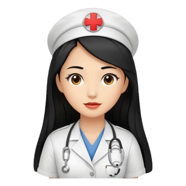 nurse assistence with long black hair sticker