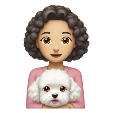 asian girl with white maltipoo sticker