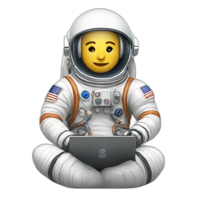 an astronaut working with a laptop sticker