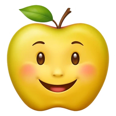 create an apple like yellow emoji that looks teally relaxed and smiles more on one site than another sticker