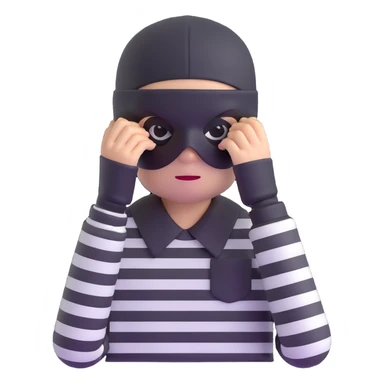 character with black and white striped shirt, black beanie, black mask over eyes sticker