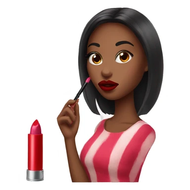 beautiful girl paints her lips with lipstick sticker