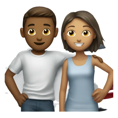 boy and girl hugging inside a Kia sportage  sticker