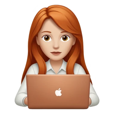 Chica blanca con cabello cobrizo largo vestida de blanco en laptop sticker