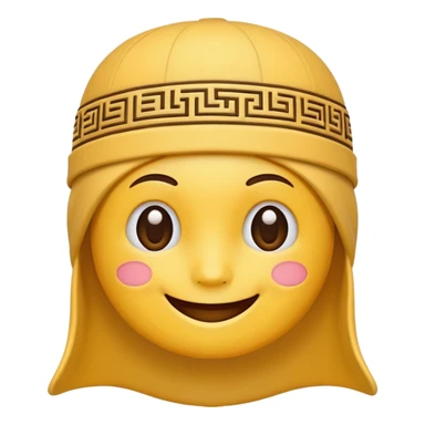 Kufi hat on smiling yellow emoji sticker