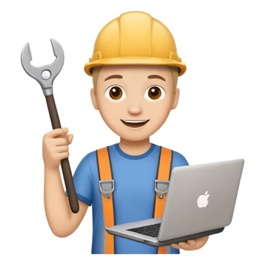 cheerful person joining a team, holding tools or a laptop, symbolizing contribution sticker