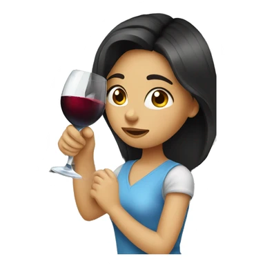 Girl with dark hair and blue eyes drinking wine while cleaning  sticker