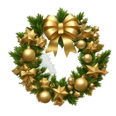 gold metalic Christmas wreath  sticker