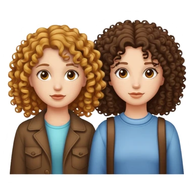 Two girls one with curly hair and one with street hair  sticker