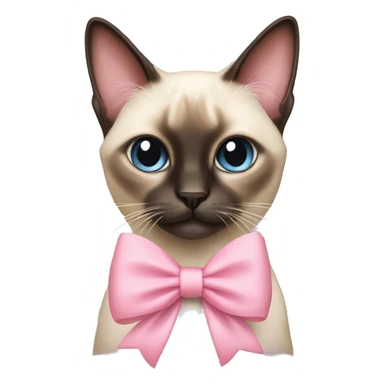 Long hair Siamese cat with pastel pink bow sticker