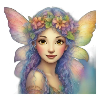 Fairy in watercolor in raimbow colors as josephine wall art sticker