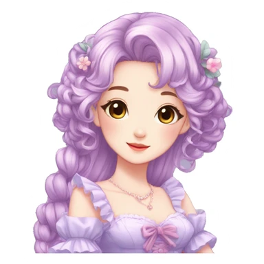 Cute kawaii gorgeous pretty anime lady beautiful hair with gorgeous dress fairycore cottagecore detailed high quality trending aesthetic sticker