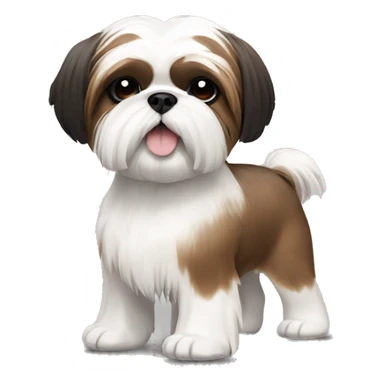 White Shih Tzu with brown and black ears and brown body patches  sticker