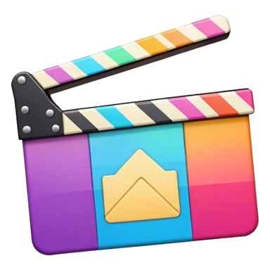 ultra simplified movie clapper in vibrant colors, two rectangles and a line, geometric minimalism sticker
