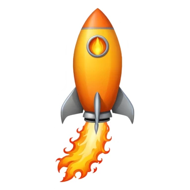 create a imoji showing rocket going in south east direction with proper flames. sticker